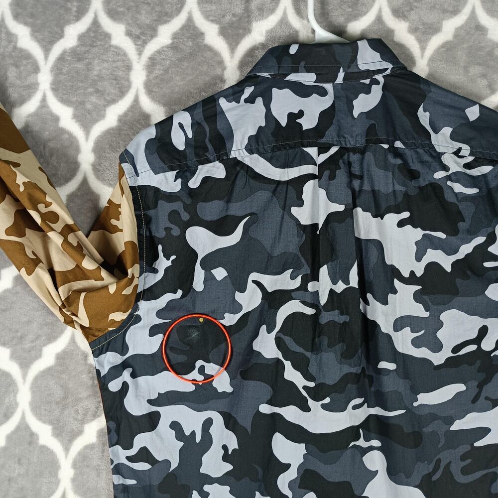 Diesel Shirt Mens Small Camo Patchwork Button Up Long Sleeve Avant Garde - Picture 8 of 12